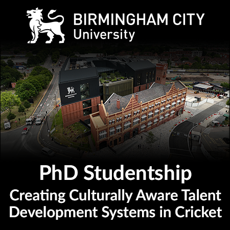 PhD Studentship - Creating Culturally Aware Talent Development Systems in Cricket
